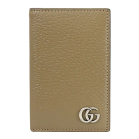 【GUCCI 古馳】金屬雙G LOGO皮革8卡信用卡證件名片夾(淺褐)