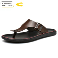 Camel Active 2019 New Brand Slippers Men Summer Flat Sandals Casual Beach Flip Flops Shoes Non-slip Men's Shoes Home Slippers
