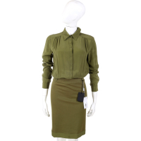 PHILOSOPHY-AF 綠色襯衫造型拼接款洋裝
