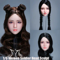 YMTOYS YMT070 1/6 Female Soldier Cang Kawaii Asia Beautiful Girl Head Sculpture Mode For 12'' TBL PH Action Figure Body Toys
