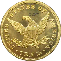 1854 United States Of America Liberty 10 Ten Dollars Coronet Head Eagle Without Motto Gold Coin Brass Metal Copy Coin