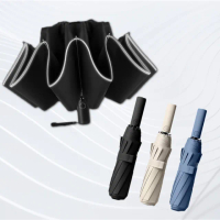 【WOAWOA】WOAWOA 抗UV 雙層自動反向折傘(反光條設計 鋁合金 車用折疊傘 雨傘 11362137)