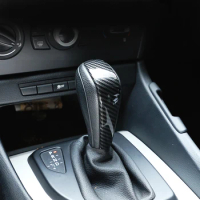 Carbon Fiber Texture Interior Gear Shift Knob Head Cover Trim For BMW 1 3 Series E87 E90 E92 E93 2006 - 2009 2010 2011 X1 E84