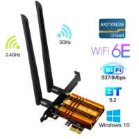5374M Tri Band Wireless Desktop PCIe Intel AX210 Card 802.11ax 2.4G/5G/6G Bluetooth5.2 PCI Express WiFi 6 E Adapter Network Card
