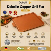 Debellin COPPER GRILL 30 x 30 CM Flat Anti Lengket Premium Pemanggang Barbeque BBQ Multifungsi Brown