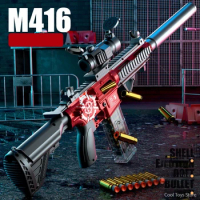 Airsoft Weapons Pneumatic Toy Rifle M416 Toy Gun Soft Bullet Shell Ejecting Electric Manual in 1 Double Clips for Adult Boy Game