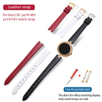 Leather strap suitable for G-C notch ya141501 ya141401 series Gucci women's bracelet watch accessories 12mm 14mm red black white