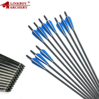 Linkboy Archery Carbon Arrows 17 Inch 20 Inch 22 Inch 4inch Plastic Vanes Crossbow Nock Hunting Crossbow Bolts Arrows Shooting