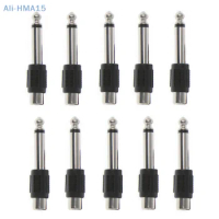 10 Pcs Durable B03F RCA Female Jack To 6.35mm 1/4" Male Mono Plug Adapter Connector