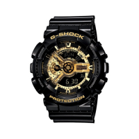 CASIO 卡西歐  G-SHOCK系列 經典黑金重機雙顯電子錶-黑x金/55.0mm