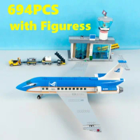 Airport Terminal Passenger Airplane Model Building Blocks 60104 Assemble kids Toys Educational International Urban Transport
