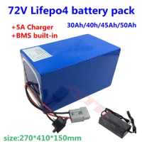GTK 72V 30Ah 35ah 40ah 45ah Lifepo4 lithium battery with BMS for 7000w 6000w ebike motorcycel scooter car+5A Charger
