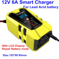 Fully Automatic Car Battery Charger 12V 5A Smart Fast Charging for AGM GEL WET Lead Acid Battery Charger LCD Display