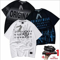 PROMO VIP 2 KAOS + 1 KAOS EXTRA 1 TAS Distro HITAM Full Print Dewasa Size M-XXXL Motif Acak Sablon O