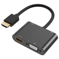 3 In 1 HDMI-Cmpatible To VGA Adapter with 3.5mm Audio HDMI-Cmpatible To VGA HDMI-Cmpatible Adapter for PC HDTV Monitor Display