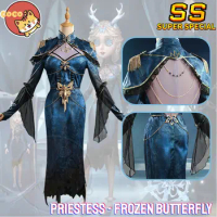 CoCos-SS Game Identity V Priestess Frozen Butterfly Cosplay Costume Identity V Fiona Gilman Party Outfit Costume Wig and Prop