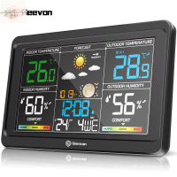 無線氣象站溫度計, 具有溫度和濕度的臺式時鐘, 貪睡警報, 室內, 室外 ,8665