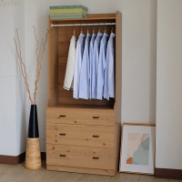 EASY HOME 木質衣物吊桿加寬收納三斗櫃-雙色可選(衣櫥 衣櫃 臥室收納 斗櫃)