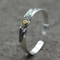 Thai Silver Retro Takahashi Goro Old Eagle Men And Women Open Ended Bangle S925 Sterling Silver Jewelry Carved Bangle