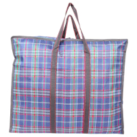 【Seraphic】80L格紋牛津布環保購物袋 搬家袋(手提袋 防水袋 拉鍊袋)
