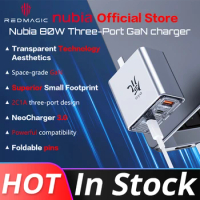 Original Nubia 80W GaN Quick Charger suit Nubia Dao Feng 80W GaN Charger Triple-Ports USB-A/C1/C2 100w Cable pd/qc protocol