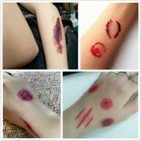30pcs/lot halloween face Bloody Absurd tattoo stickers zombie scars tattoo with fake scab blood temporary tattoos transfer tatoo