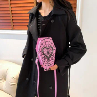 Women Creative Commuting Bag Fashion Shoulder Bag Coffin Shaped Simple Shopping Bag Spider Web Novelty Messenger Bag Sling Bag