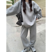 ANNAS 正韓 太空棉套裝 粉色 藍色 米色 咖啡色 灰色 寬鬆 休閒套裝 長袖長褲 太空棉衛衣 韓國