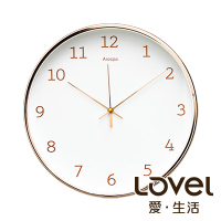 LOVEL 30cm 玫瑰金框靜音數字時鐘-共4款