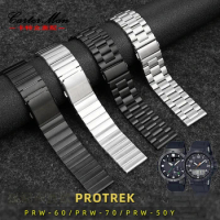 Stainless steel watch belt for CASIO PROTREK mountaineering series prw-60 /30 / 50 /70yt 23mm watchband black fine steel strap