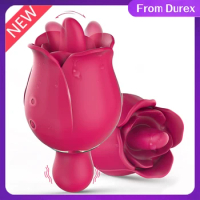 Rose toys Vibrator for Women 2 In 1 Clitoral Licking Massager Nipples Stimulator Tongue Licker Adult Sex Toys Female Masturbator