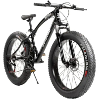 Mountain Bike Outroad Fat Tire with 26 inch Wheels, 21 Speed with High Carbon Steel Frame, Front Suspension Anti-Slip Bikes