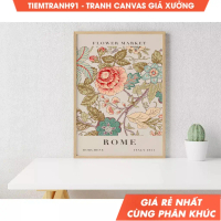 Tranh treo tường, Rome Poster, Italy Travel Poster, Italy Watercolor Wall Art, Flower Market Art, Wa
