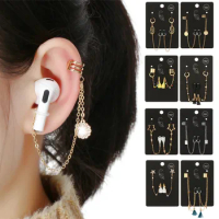 Creative Alloy Earrings Accessories Bluetooth Headset Anti-lost Rope For Airpods Apple Wireless Earphones Anti-lost Drop Earring