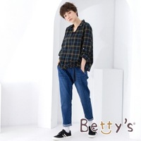 betty’s貝蒂思　彈性鬆緊男友風牛仔褲(深藍)