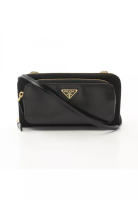 Prada Pre-Loved Prada TESSUTO+SPAZZOL shoulder wallet Nylon leather black