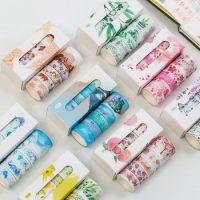 100packs,5pcs/pack Beautiful Flower washi tape DIY decoration scrapbooking planner masking tape adhesive tape label sticker