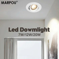 MARPOU LED Downlight 220V Recessed Ceiling LED Spot Light 7W 12W 20W Round LED Ceiling Lamp Cold Warm White Lamp for Home Store