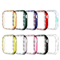 100PCS Diamond PC Plated Watch Case For Apple Watch S8 S9 ultra 2 41mm 45mm 38mm 40mm 41mm 42mm 44mm 49mm 360 Full Cover PC Case