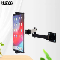Wall Mount Tablet Stand Long Arm Stretchable Cell Phone Wall Holder Adjustable Metal Wall iPad Stand for iPhone iPad 4-13 inches