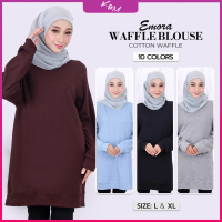 KM Emora Fashion Women's Waffle Blouse [B24805] Baju Wanita