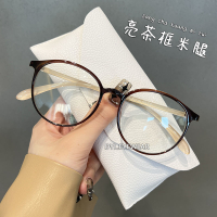 COD  Versi Korea TR Cermin Cahaya Rata Bingkai Bulat Cermin Mata Anti-Biru Sangat Ringan dengan Bingkai Cermin Mata Myopia Barang Jadi WFG