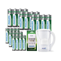 【Philips 飛利浦】低自放鎳氫充電電池3號4入*3+4號4入*3(贈USB 4槽智慧型充電器)