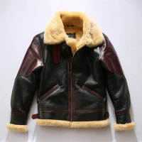 Winter tops new European American style thickened New Zealand sheepskin leather men and women B3 fur one flight suit jacket coat