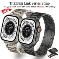 Luxury Titanium Watch Band For Apple Watch Ultra 49mm Link Bracelet For iWatch Series 8 7 45mm 6 5 4 se 44mm 42mm Men Metal Band