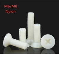 M2~M8White Nylon Countersink Head Screws Plastic Phillips Flat Head Bolts length: 4~40mm