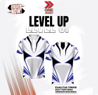 Jersey White Blue Futuristic Full Printing - Kaos Olahraga Lari Badminton Futsal Desain Simetris Mod