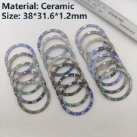 Flat Ceramic Bezel Insert 38mm*31.6mm Modify for Seiko Watch SKX007 SKX009 Replacement Watch Parts Luminous Ring Sticker