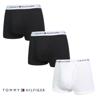 Tommy Hilfiger Cotton Stretch 男內褲 短版棉質高彈性合身平口褲/Tommy四角褲-黑、黑、白 三入組