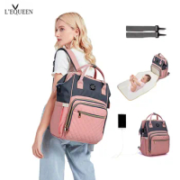 Lequeen Diaper Bag Upgrade Diaper Bag Backpack Free Stroller Hooker PAD USB Charge Interface Baby Care Accessories